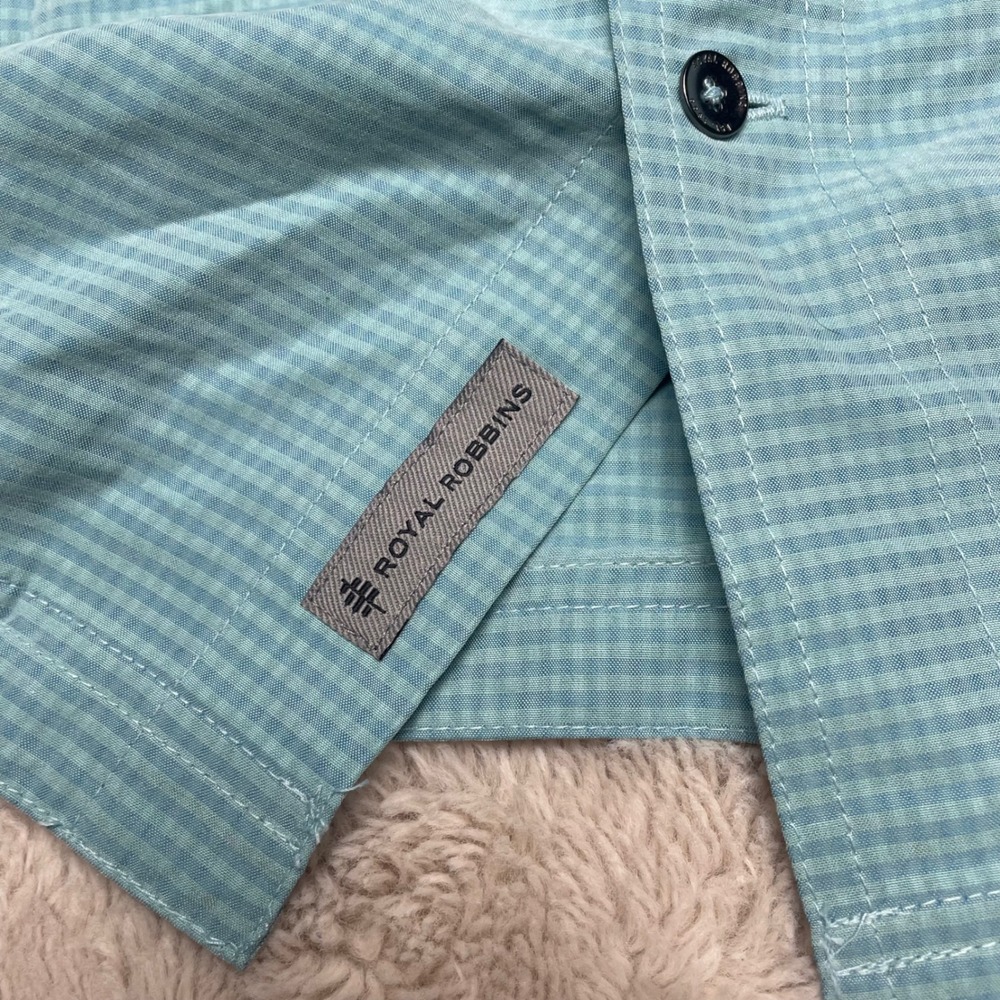 Royal Robbins Mens Desert Pucker Dry SS Shirt 3XL Nile Blue Gingham Relaxed Fit - Picture 8 of 11